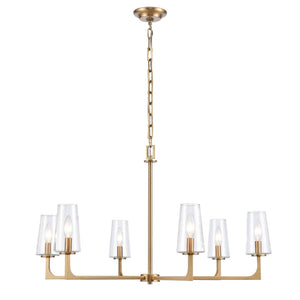 Atlas Fitzroy 5-Light Chandelier - Modern Sculptural Design with Geometric Elegance and Clear Glass Shades Lacquered Brass 34'' CL11173-BS