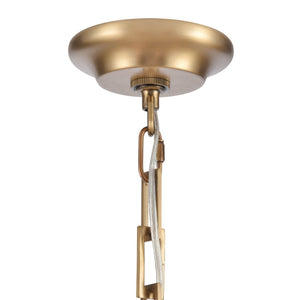 Atlas Fitzroy 5-Light Chandelier - Modern Sculptural Design with Geometric Elegance and Clear Glass Shades Lacquered Brass 34'' CL11173-BS