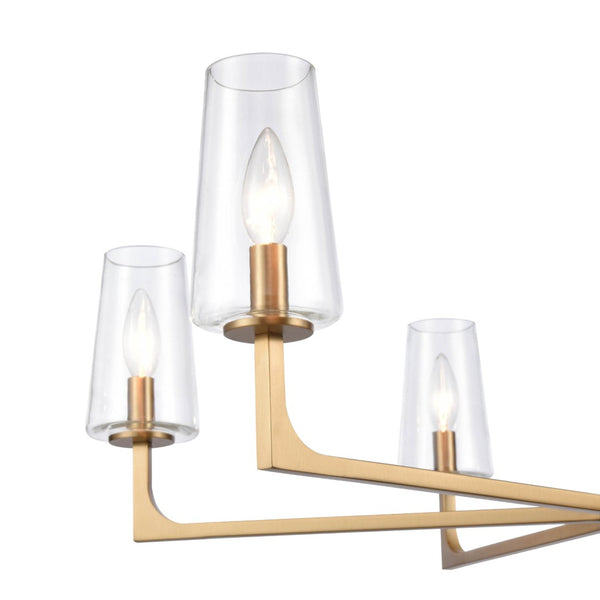 Atlas Fitzroy 5-Light Chandelier - Modern Sculptural Design with Geometric Elegance and Clear Glass Shades Lacquered Brass 34'' CL11173-BS
