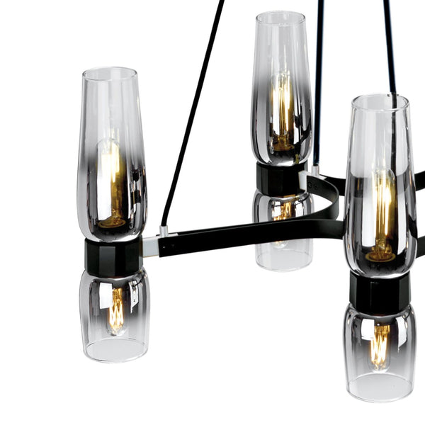 Atlas Flame 36'' Wide 12-Light Chandelier - Modern Matte Black & Chrome Design for Contemporary Spaces CL11174-BK