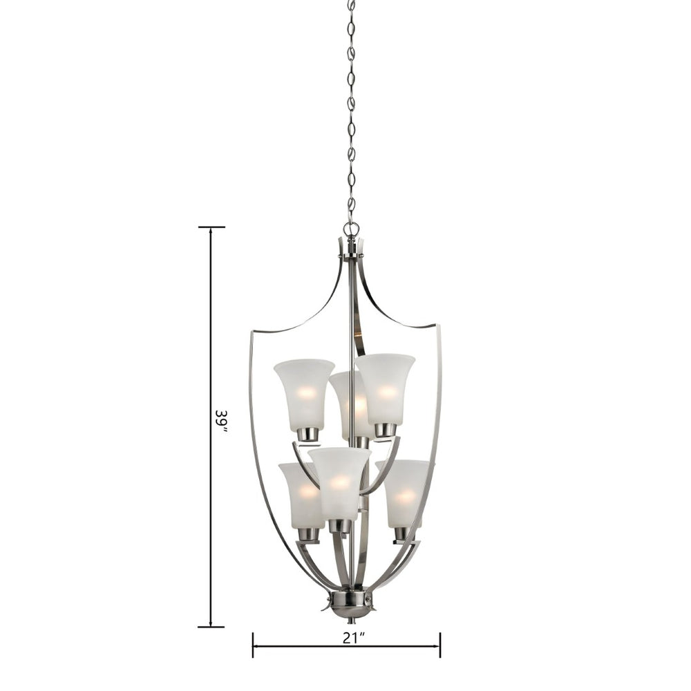 Atlas Foyer 21'' Wide 6-Light Chandelier - Elegant Brushed Nickel Fixture for Stunning Entryway Illumination CL11178-NK