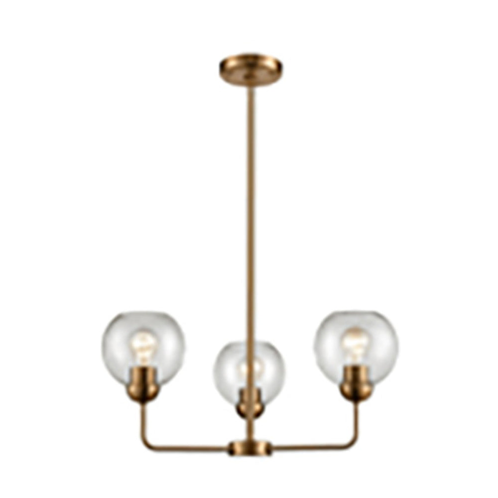 Atlas Soren 23" Wide 3-Light Chandelier - Midcentury Modern Brass Finish with Clear Glass Globes CL11180-BS