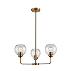 Atlas Soren 23" Wide 3-Light Chandelier - Midcentury Modern Brass Finish with Clear Glass Globes CL11180-BS