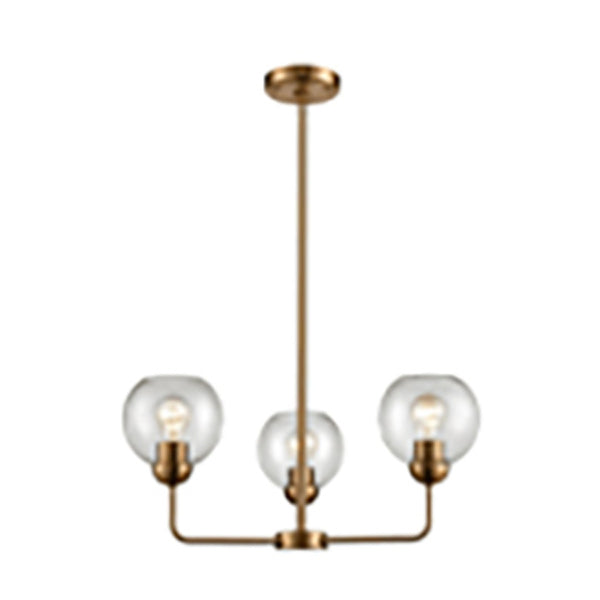 Atlas Soren 23" Wide 3-Light Chandelier - Midcentury Modern Brass Finish with Clear Glass Globes CL11180-BS