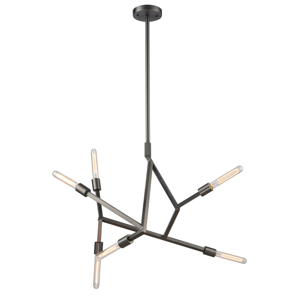 Atlas Freeform 6-Light Chandelier - Modern Sculptural Design for Contemporary Indoor Spaces and Illumination Dark Graphite 28'' CL11181-BK