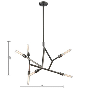 Atlas Freeform 6-Light Chandelier - Modern Sculptural Design for Contemporary Indoor Spaces and Illumination Dark Graphite 28'' CL11181-BK