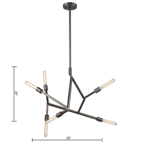 Atlas Freeform 6-Light Chandelier - Modern Sculptural Design for Contemporary Indoor Spaces and Illumination Dark Graphite 28'' CL11181-BK