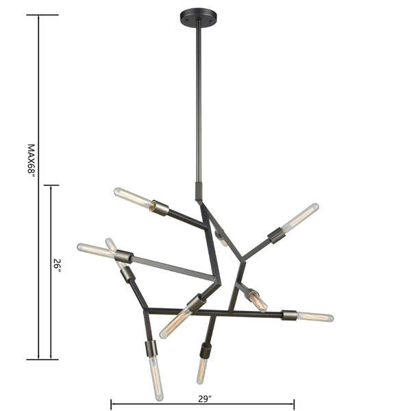 Atlas Freeform 6-Light Chandelier - Modern Sculptural Design for Contemporary Indoor Spaces and Illumination Dark Graphite 29'' CL11182-BK
