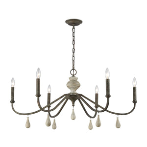 Atlas French Connection 38'' Wide 6-Light Chandelier - Rustic Elegance for Dining Room and Living Spaces Malted Rust CL11183-BN