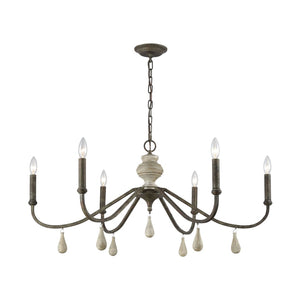 Atlas French Connection 38'' Wide 6-Light Chandelier - Rustic Elegance for Dining Room and Living Spaces Malted Rust CL11183-BN
