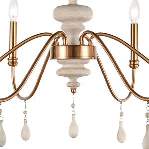 Atlas French Connection 38'' Wide 6-Light Chandelier - Rustic Elegance for Dining Room and Living Spaces Satin Brass CL11183-BS