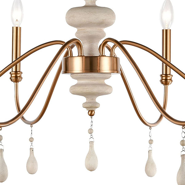 Atlas French Connection 38'' Wide 6-Light Chandelier - Rustic Elegance for Dining Room and Living Spaces Satin Brass CL11183-BS