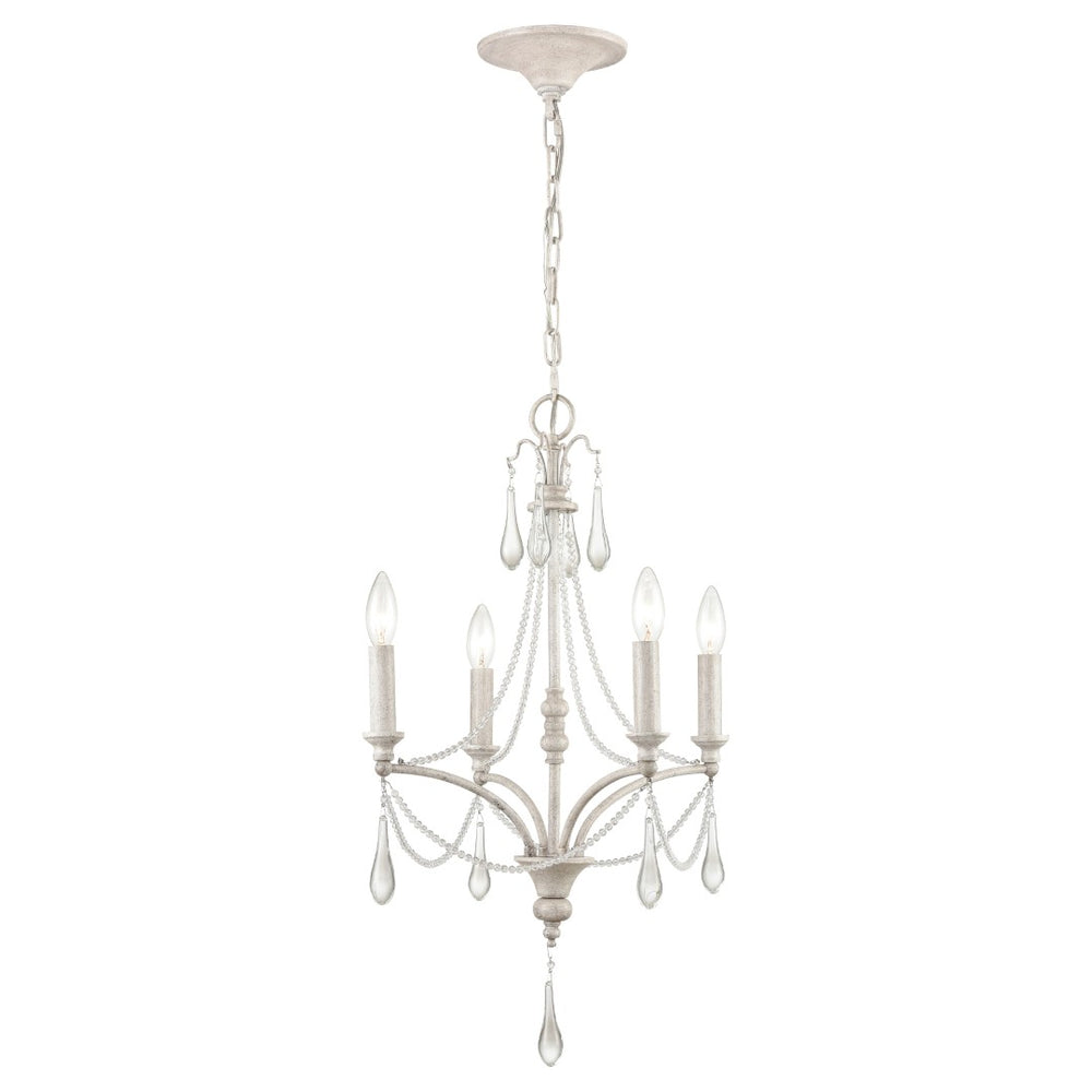 Atlas French Parlor Chandelier - Elegant 4-Light Crystal Fixture for Timeless Vintage Home Decor Vintage White 16'' CL11184-WH