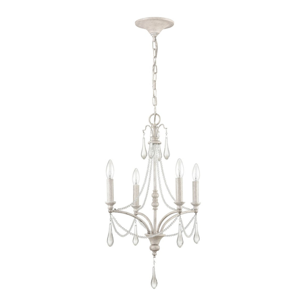 Atlas French Parlor Chandelier - Elegant 4-Light Crystal Fixture for Timeless Vintage Home Decor Vintage White 16'' CL11184-WH