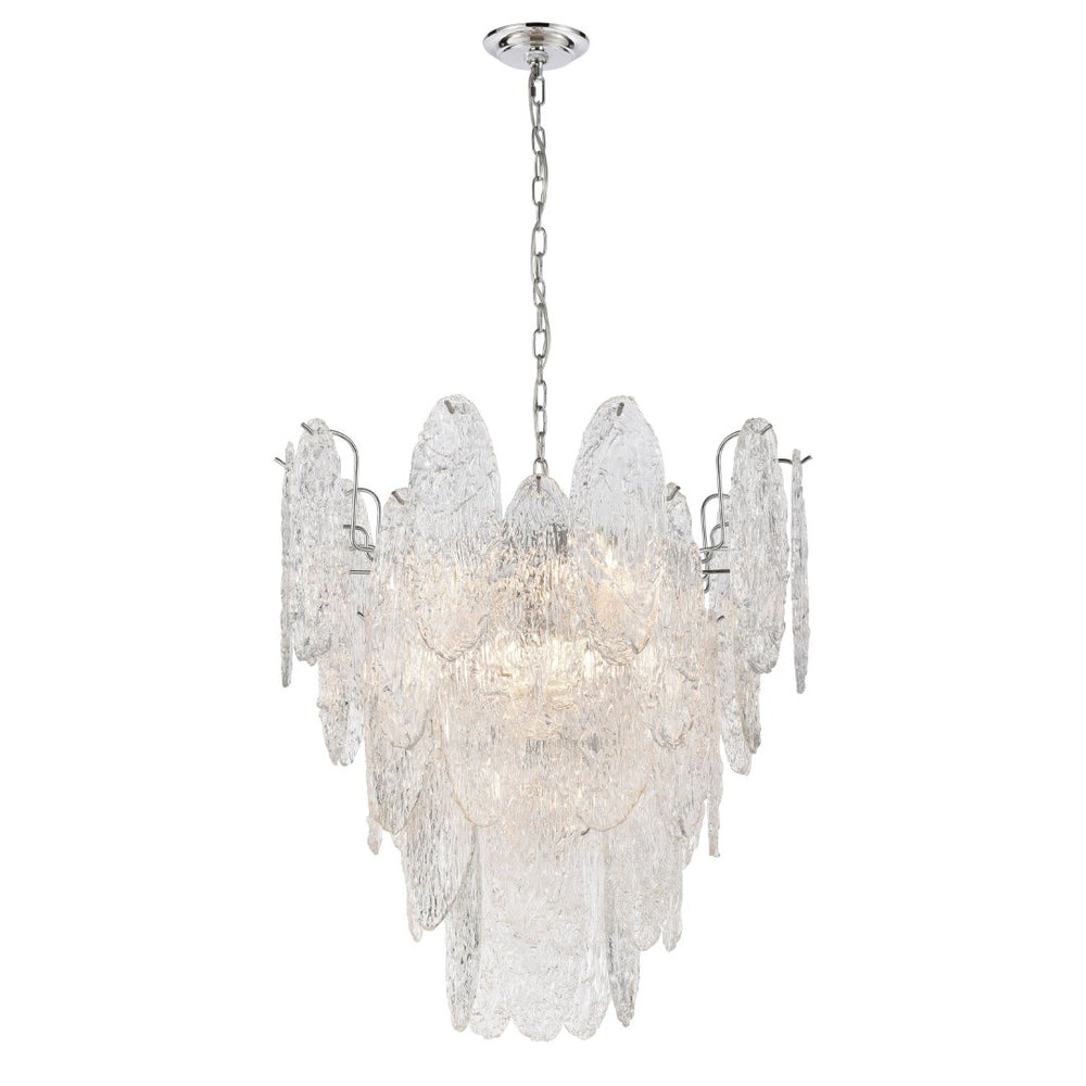 Atlas Frozen Cascade 26" Wide 9-Light Chandelier - Elegant Polished Chrome with Textured Glass Panels CL11188-CH