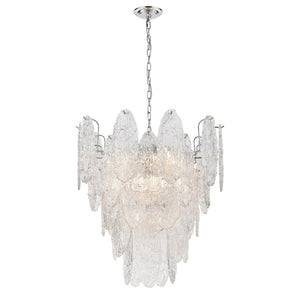 Atlas Frozen Cascade 26" Wide 9-Light Chandelier - Elegant Polished Chrome with Textured Glass Panels CL11188-CH