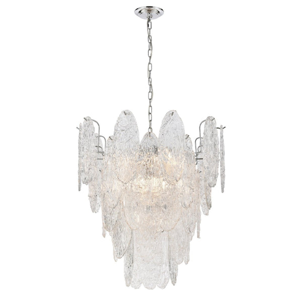 Atlas Frozen Cascade 26" Wide 9-Light Chandelier - Elegant Polished Chrome with Textured Glass Panels CL11188-CH