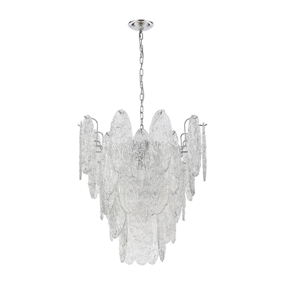 Atlas Frozen Cascade 26" Wide 9-Light Chandelier - Elegant Polished Chrome with Textured Glass Panels CL11188-CH