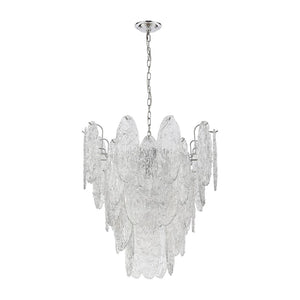 Atlas Frozen Cascade 26" Wide 9-Light Chandelier - Elegant Polished Chrome with Textured Glass Panels CL11188-CH