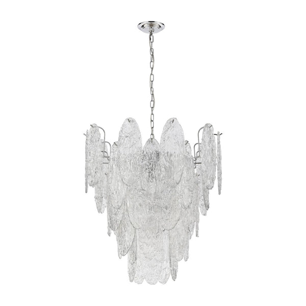 Atlas Frozen Cascade 26" Wide 9-Light Chandelier - Elegant Polished Chrome with Textured Glass Panels CL11188-CH