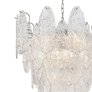 Atlas Frozen Cascade 26" Wide 9-Light Chandelier - Elegant Polished Chrome with Textured Glass Panels CL11188-CH