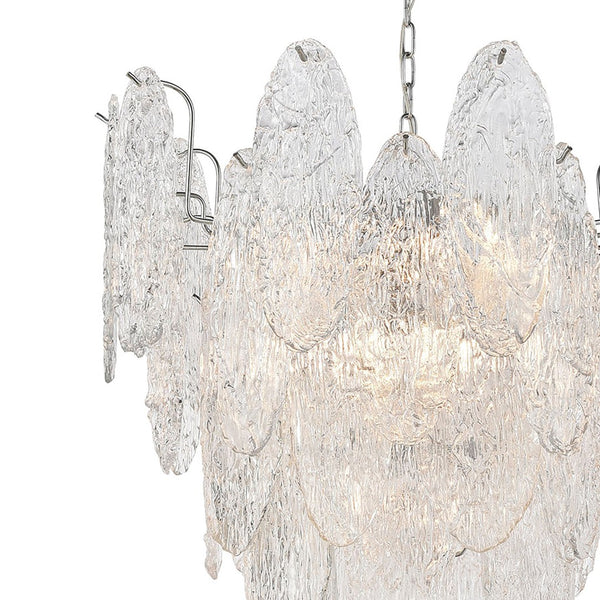 Atlas Frozen Cascade 26" Wide 9-Light Chandelier - Elegant Polished Chrome with Textured Glass Panels CL11188-CH