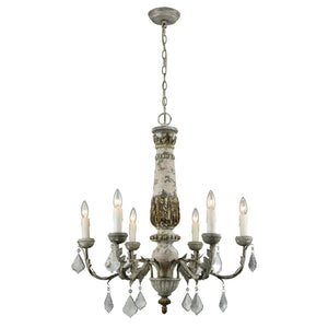 Atlas Genevieve 28'' Wide 6-Light Chandelier - Rustic Elegance with Crystal Accents for Upscale Spaces CL11189-GY