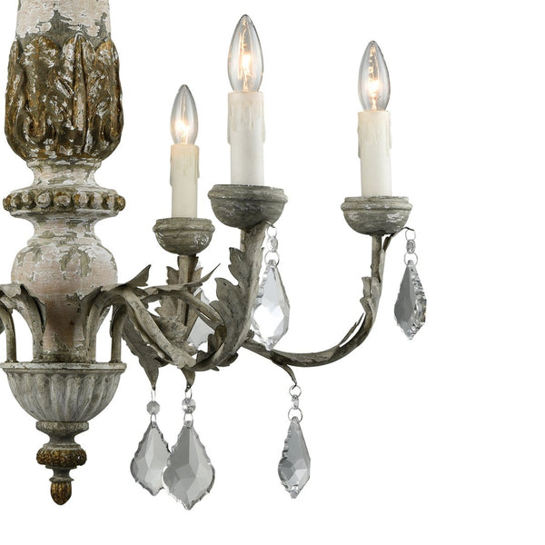 Atlas Genevieve 28'' Wide 6-Light Chandelier - Rustic Elegance with Crystal Accents for Upscale Spaces CL11189-GY