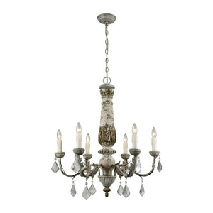 Atlas Genevieve 28'' Wide 6-Light Chandelier - Rustic Elegance with Crystal Accents for Upscale Spaces CL11189-GY