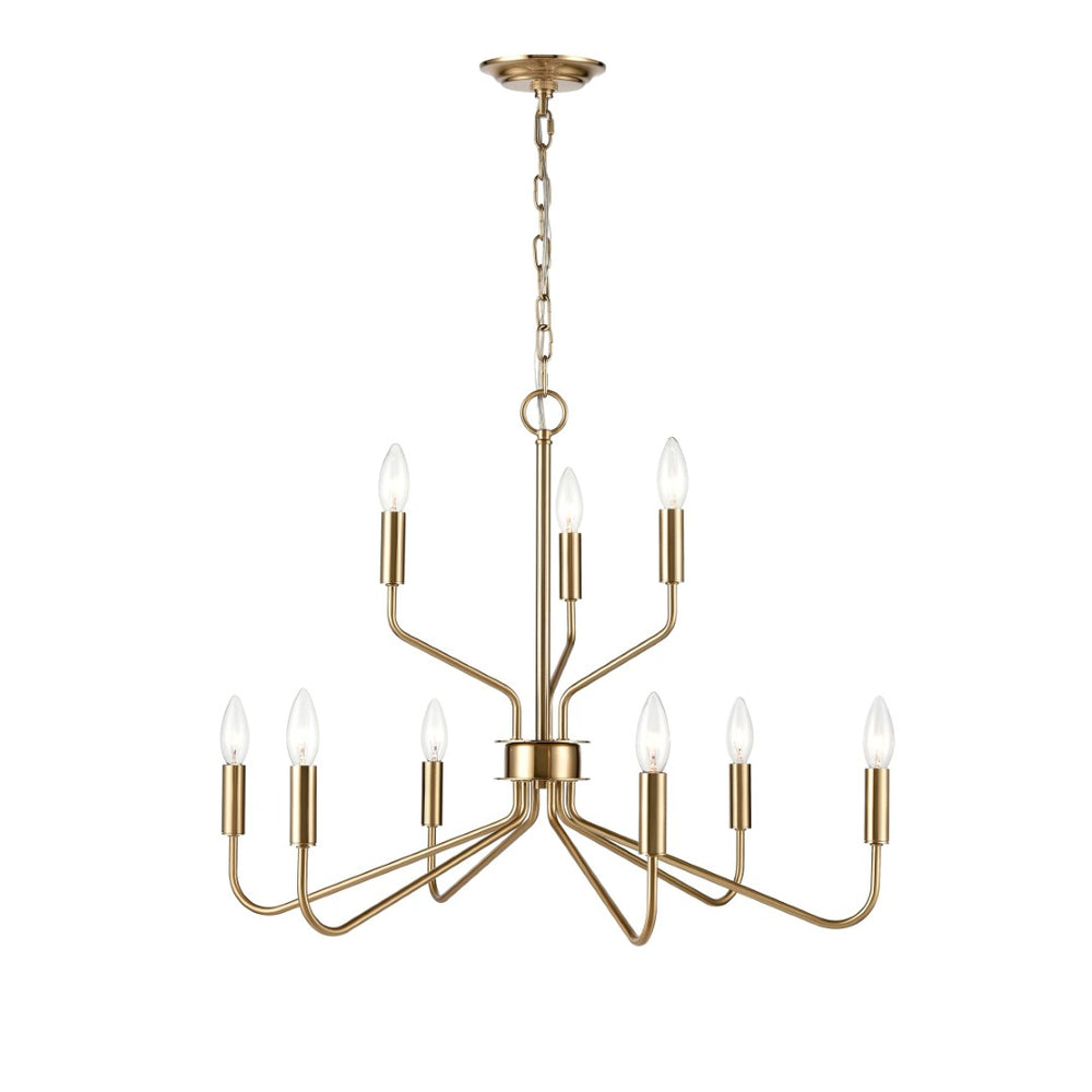 Atlas Genista 28'' Wide 9-Light Chandelier - Elegant Satin Brass Design for Modern Living & Dining Spaces CL11190-BS