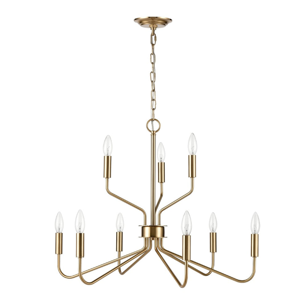 Atlas Genista 28'' Wide 9-Light Chandelier - Elegant Satin Brass Design for Modern Living & Dining Spaces CL11190-BS
