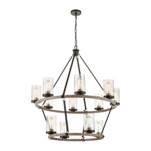 Atlas Geringer 12-Light Chandelier - Modern Beechwood and Brass Fixture for Dining and Living Spaces Charcoal 36'' CL11191-BK
