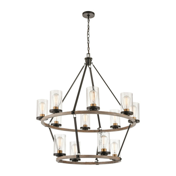 Atlas Geringer 12-Light Chandelier - Modern Beechwood and Brass Fixture for Dining and Living Spaces Charcoal 36'' CL11191-BK