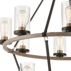 Atlas Geringer 12-Light Chandelier - Modern Beechwood and Brass Fixture for Dining and Living Spaces Charcoal 36'' CL11191-BK