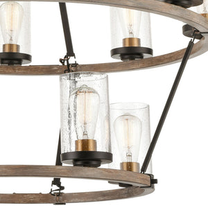 Atlas Geringer 12-Light Chandelier - Modern Beechwood and Brass Fixture for Dining and Living Spaces Charcoal 36'' CL11191-BK