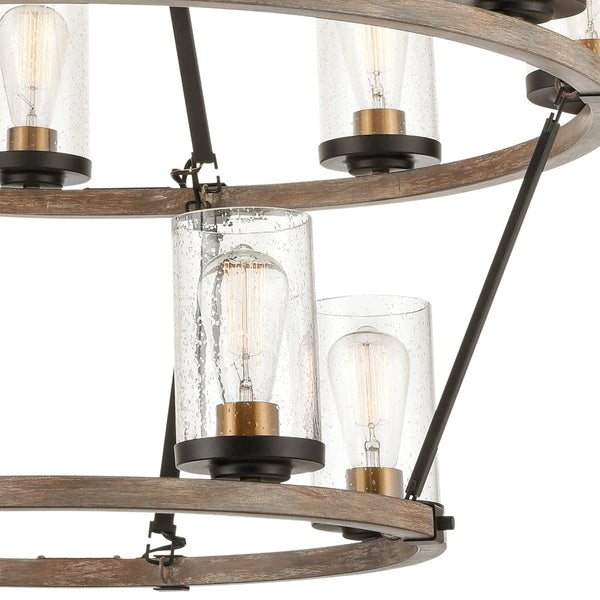 Atlas Geringer 12-Light Chandelier - Modern Beechwood and Brass Fixture for Dining and Living Spaces Charcoal 36'' CL11191-BK