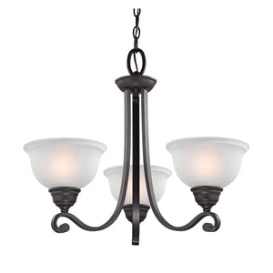 Atlas Hamilton 3-Light Chandelier – Elegant Updated-Traditional Design with Curved Arms and Soft Glow Oil Rubbed Bronze with White Glass CL11195-BZ