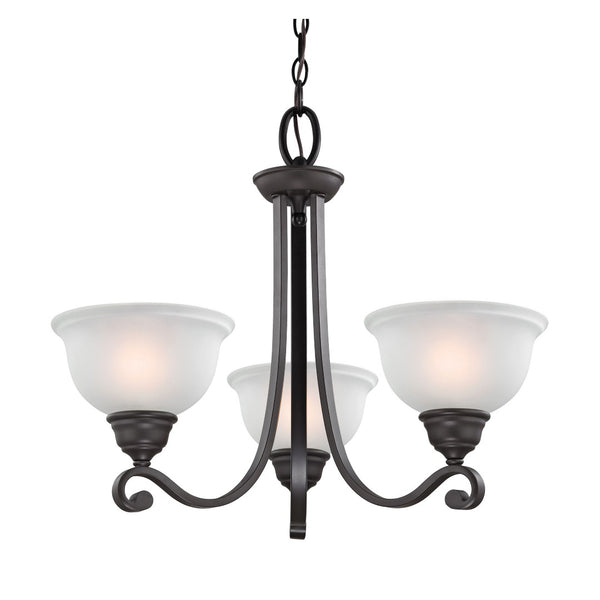 Atlas Hamilton 3-Light Chandelier – Elegant Updated-Traditional Design with Curved Arms and Soft Glow Oil Rubbed Bronze with White Glass CL11195-BZ