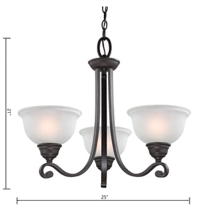 Atlas Hamilton 3-Light Chandelier – Elegant Updated-Traditional Design with Curved Arms and Soft Glow Oil Rubbed Bronze with White Glass CL11195-BZ