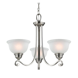 Atlas Hamilton 3-Light Chandelier – Elegant Updated-Traditional Design with Curved Arms and Soft Glow Brushed Nickel with White Glass 25'' CL11195-NK