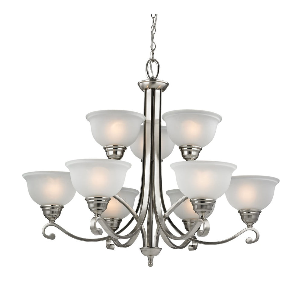 Atlas Hamilton 3-Light Chandelier – Elegant Updated-Traditional Design with Curved Arms and Soft Glow Brushed Nickel with White Glass 36'' CL11196-NK