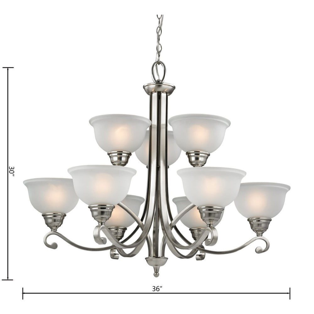 Atlas Hamilton 3-Light Chandelier – Elegant Updated-Traditional Design with Curved Arms and Soft Glow Brushed Nickel with White Glass 36'' CL11196-NK