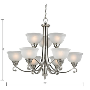 Atlas Hamilton 3-Light Chandelier – Elegant Updated-Traditional Design with Curved Arms and Soft Glow Brushed Nickel with White Glass 36'' CL11196-NK