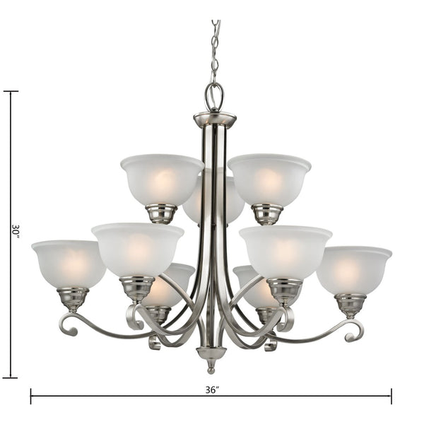 Atlas Hamilton 3-Light Chandelier – Elegant Updated-Traditional Design with Curved Arms and Soft Glow Brushed Nickel with White Glass 36'' CL11196-NK
