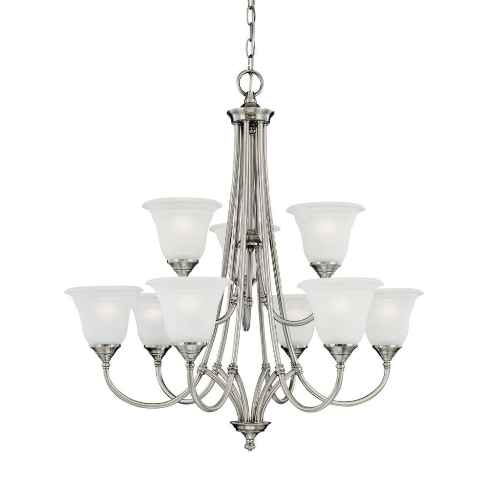 Atlas Harmony 31" Wide 9-Light Chandelier - Elegant Satin Pewter with Frosted Glass for Cozy Spaces CL11197-SV