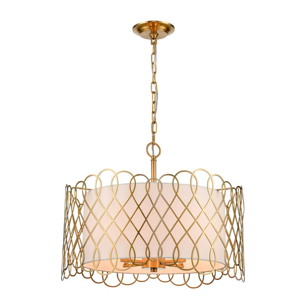Atlas Harp Lane 21'' Wide 4-Light Chandelier - Satin Brass Pendant with White Shade for Modern Spaces CL11198-BS