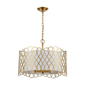 Atlas Harp Lane 21'' Wide 4-Light Chandelier - Satin Brass Pendant with White Shade for Modern Spaces CL11198-BS