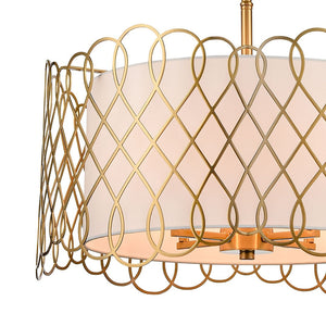 Atlas Harp Lane 21'' Wide 4-Light Chandelier - Satin Brass Pendant with White Shade for Modern Spaces CL11198-BS