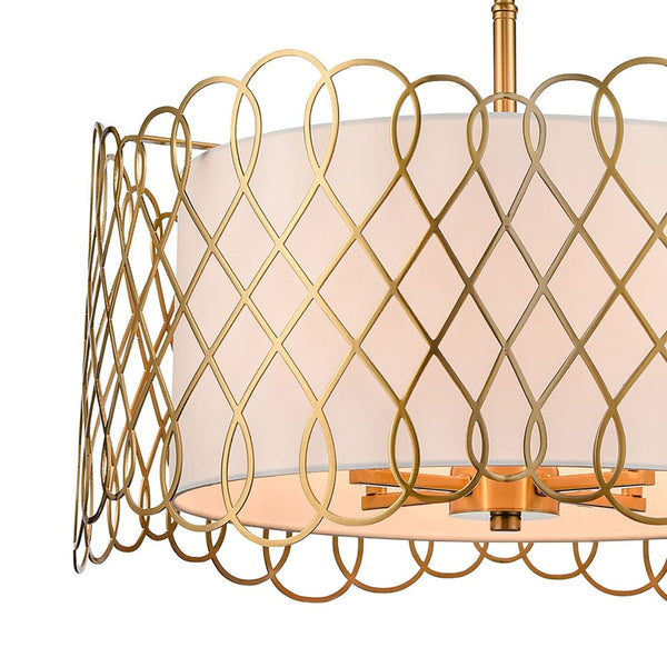 Atlas Harp Lane 21'' Wide 4-Light Chandelier - Satin Brass Pendant with White Shade for Modern Spaces CL11198-BS