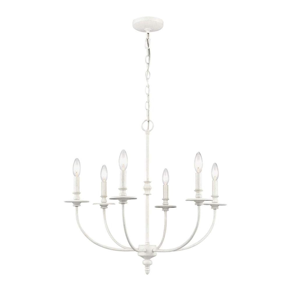 Atlas Hartford 6-Light Chandelier - Timeless Elegance with Minimalist Design for Modern Interiors Farmhouse White 25'' CL11199-WH